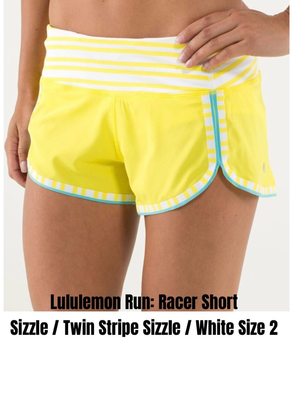 Lululemon Run: Racer ShortSizzle / Twin Stripe Sizzle / White Size 2